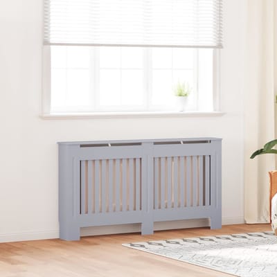 vidaXL Radiatorafdekking 2 st Grijs 152 x 19 x 81,5 cm Bewerkt hout