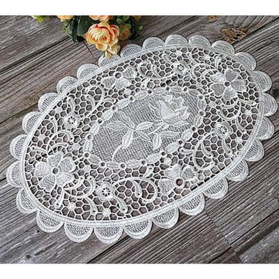 NIEUWE ovale kant borduurwerk tafel placemat Stof placemat bruiloft Kerst roos bloem keuken Tafeldecoratie en accessoires voor Huis Oval 30X45CM