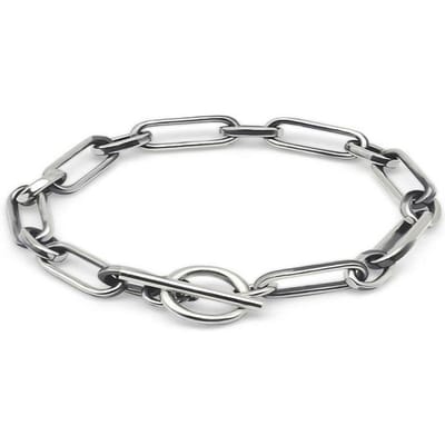 S925 Zilveren Sieraden Niche Design Cirkel Japan en Zuid-Korea Eenvoudig Trendmerk Hip-hop Retro Zilveren Armband Mannelijk OT Sluiting Vrouwelijke Modellen white