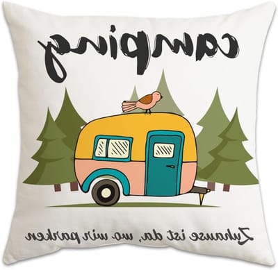 Camping Cushion 45x45 - Personalized Gift Cushion for Campers - Home is there where we park - Decoratieve Kussens - Bankkussen - Verjaardagscadeau