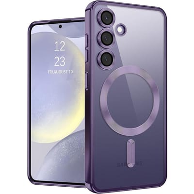 Sterke Magnetische Magsafe Hoesje Voor Samsung Galaxy S25 Edge S24 S23 S21 FE S22 Ultra Plus Luxe Plating Siliconen Zacht Doorzichtig Hoesje Galaxy S21 FE 5G