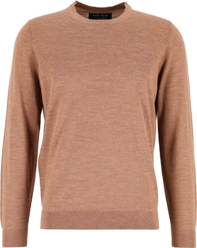 MARVELIS modern fit trui wol - O-hals - noga bruin