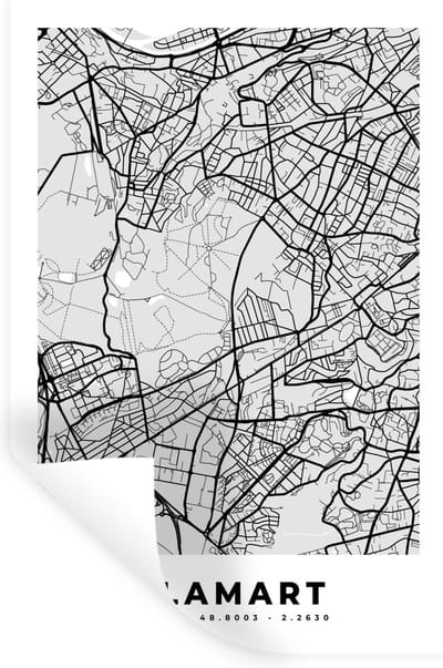 Muurstickers - Sticker Folie - Stadskaart - Frankrijk - Kaart - Clamart - Plattegrond - 20x30 cm - Plakfolie - Muurstickers Kinderkamer - Zelfklevend Behang - Zelfklevend behangpapier - Stickerfolie