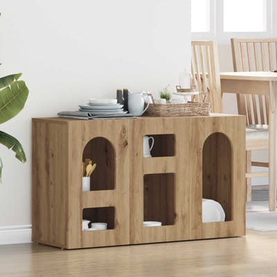 vidaXL - Dressoir - ELST - Artisan - Eiken - 100 - x - 35 - x - 59 - cm - Bewerkt - hout