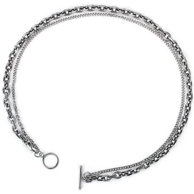 Collier ras du cou unisexe en acier inoxydable pour homme, chaîne de clavicule Hip Hop, simplicité gray