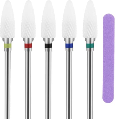 Keramische Nagelvijl Bits - Manicure Pedicure Set - Nagels Vormgeven - Verschillende Tanddichtheden - 5 Stuks - Multicolour