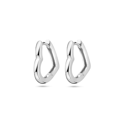 Zilver Gerhodineerd Klapoorringen Hartje 16 mm 1339835