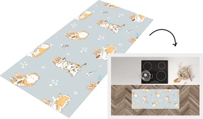 Keukenloper - Loper keuken - Patroon - Hond - Corgi - 120x50 cm - Keukenloper vinyl