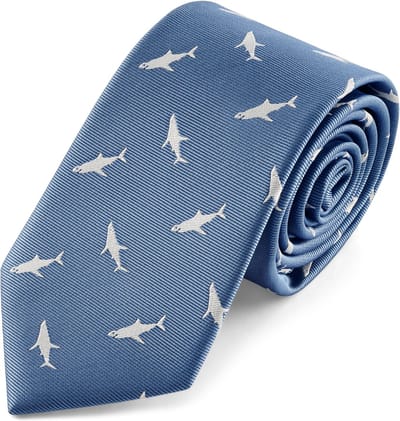 Zoikos | 7 cm Blauwe Stropdas met Haaien