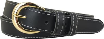 Vrouwen Riem | Dames Riem | Leren Riem | Lederen Riem | Kleur: zwart | Gouden Gesp | 3cm breed | Riemmaat: 85cm (totale lengte: 100cm) | 100% echt leer | Nikkelvrije gesp