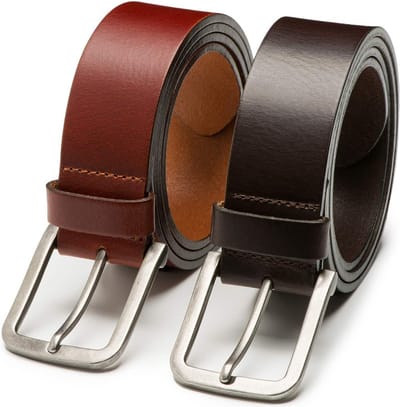 DTCH.FIT Herenriem Leer Mason - Riem Bruin & Donkerbruin - Jeans Broekriem - Riemmaat 85cm - Totale lengte 100cm - 2 Stuks
