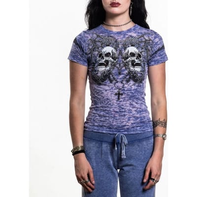 Affliction T-shirt - Shred Fest S/S B/O Tee - S tot XL - voor Vrouwen - blauw