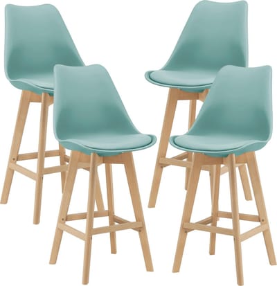 Barkruk set van 4 kunstleer en beuken 105x48x58 cm mint