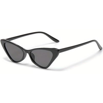 Kleine Cat Eye-zonnebril Dames Leuke magere Cat Eye-bril Retro Vintage smalle zonnebrilset zwart