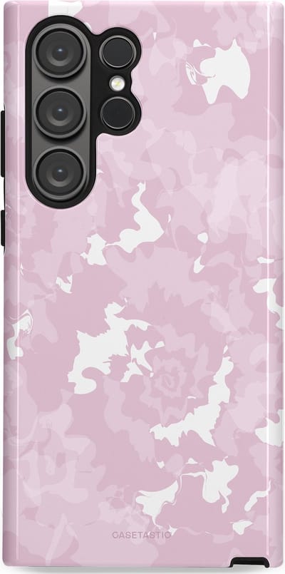 Casetastic Hoesje Geschikt voor Samsung S23 Ultra - Stijlvolle Beschermende Duo-layer Case - Roze wervels