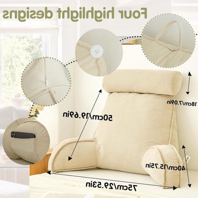 Comfortabel Leeskussen met Armsteun en Rugondersteuning, Ideaal voor Bedlezen, Ontspanning en TV-kijken met Geperforeerd Geheugenschuim en Nekrol