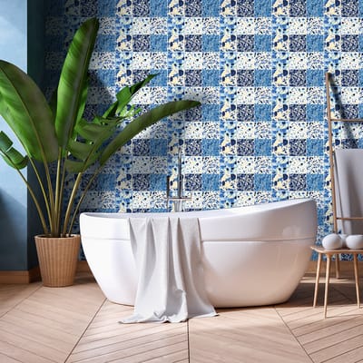 Zelfklevende muurtegelstickers voor keuken en badkamer - 60 YUANA terrazzo tegelstickers - 60 stickers, 20x20cm