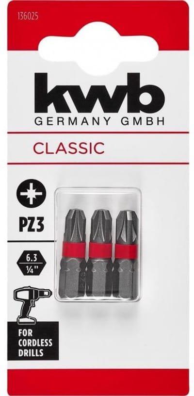 KWB Classic bitjes - PZ3 - 25mm - 3 stuks