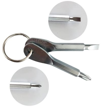 Schroevendraaierset 2-delig (Plat + Kruis) met Sleutelhanger - Compacte Schroevendraaiers voor Onderweg