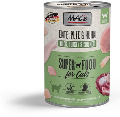 MAC's Kattenvoer Natvoer Blik - 99% Eend, Kalkoen en Kip - 6 x 400g
