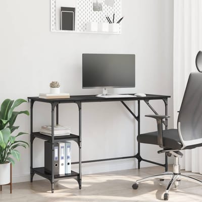 vidaXL Bureau Zwart Eiken 120 x 50 x 75 cm Bewerkt hout
