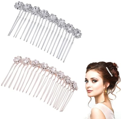 Dailygoods- Haarsieraad met Zilveren Strass - Bruidshaarspeld - Elegante Haarclip - Kristallen Haarkam - Geschikt voor Ceremonies - Modieus en Draagbaar - Haarspeld
