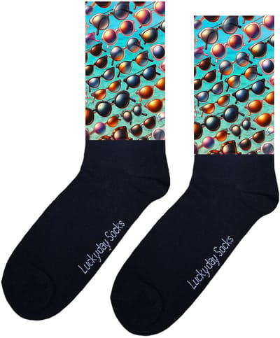 LuckyDay Socks - Zonnenbril sokken - Grappige Cadeaus voor Dames en Heren - Verjaardags cadeau vrouw en man - Vrolijke sokken - Valentijns cadeau - Grappige sokken - Leuke sokken - Leuke dames en heren sokken - Maat 37-44