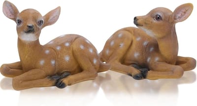 Set van 2 Herten Beelden, Decoratieve Tuinfiguren, Buitenbeelden voor Tuinornamenten en Landschapsdecoratie
