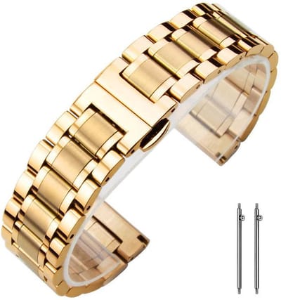 Stalen bandje - geschikt voor Garmin Venu 2s / 3s / 4 (41mm) / Vivoactive 4s / Forerunner 255s / 265s - Huawei Watch GT 5 Pro - 42mm / GT 6 / GT 5 / GT 4 - 41mm - rvs - goud