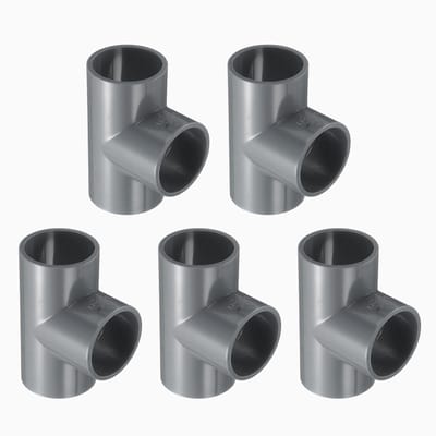 5 Stuks 1 Inch Tee, 3-Weg PVC Buiskoppelingen voor Meubelconstructie, Hoekverbindingen voor DIY Planken, Tuinondersteuning en Tentverbindingen, Grijs
