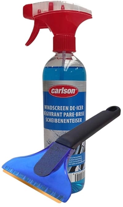 IJskrabber met antivries spray voor auto - 500 ml - ruitenontdooier - messing blad