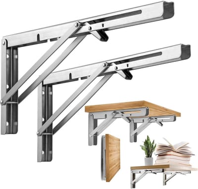 Roestvrij Stalen Opvouwbare Plankdragers 500 mm - 2 Stuks - Zware Last - Ruimtebesparend - Voor Tafel en Wand