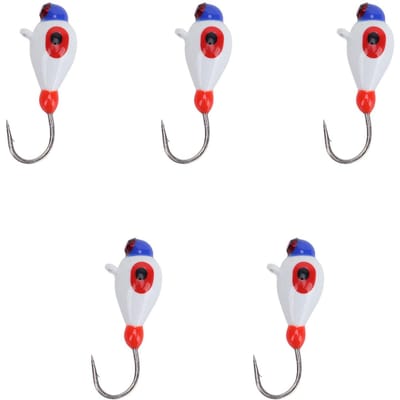 5 Stuks Winter IJsvissen Jigs Kit Haken Lokaas voor Baars Baars Crappie Micro 5MM IJsvissen Uitrusting white