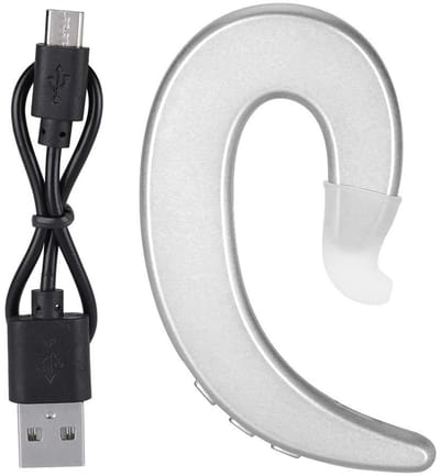 Jhubersproducts - Wireless Earhook Headphones - Bluetooth Hoofdtelefoon - Ergonomisch en Handsfree - Zilver - Sport en Jogging - Draadloze Oortelefoon