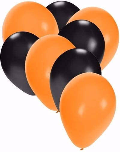 Halloween ballonnen 30 stuks zwart/oranje - WK 2022 - Oranje Versiering