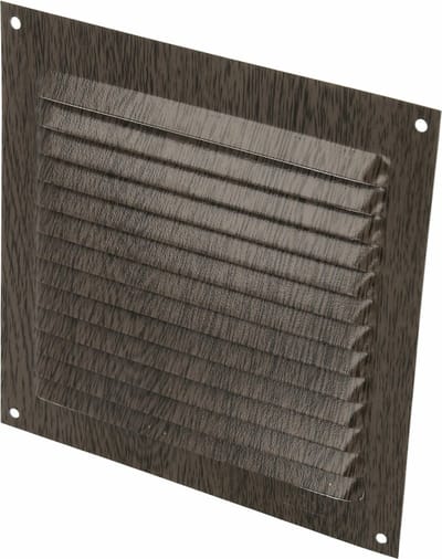 AMIG Ventilatierooster/muurrooster - 150 x 150mm - aluminium - wengehout look - schoepenrooster