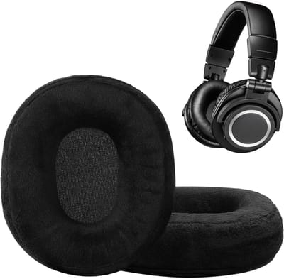 kwmobile 2x fluwelen oorkussens geschikt voor AudioTechnica ATH M20x BT koptelefoons - Kussens voor over-ear-koptelefoon in zwart
