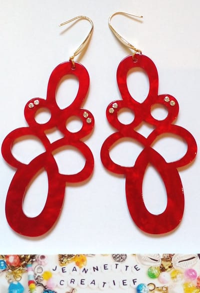 Jeannette-Creatief® - Resin - Swirl Diamonds Rood - Rode Oorbellen - Dames Oorbellen - Oorbellen Dames - Rood - Grote Oorbellen - Sieraden - Rode Sieraden - Valentijn - Moederdag