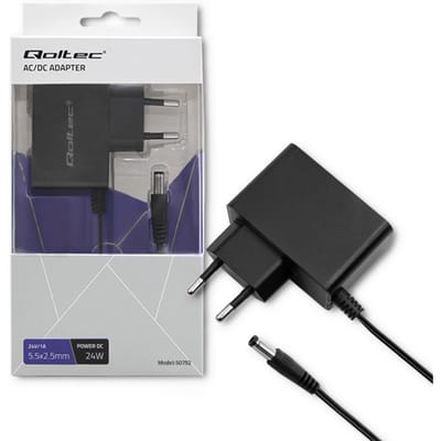 Qoltec 24W plug-in voeding |   24V |   1A |   5.5*2.5