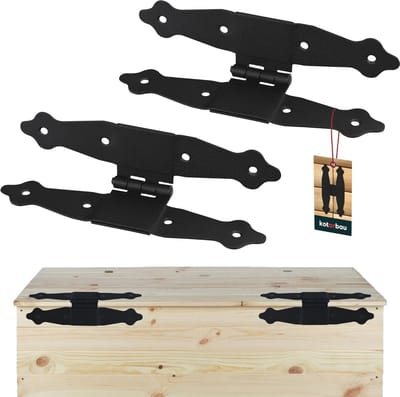 Inklapbare H-vorm scharnieren set 2-delig 20,5 x 10 cm - Gepubliceerd staal zwart