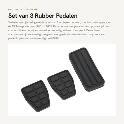 Dailygoods- Pedalpad Set - 3 Stuks - Rubber Koppeling/Rem/Accelerator Pad - Slijtvast - Comfortabel en Veilig - Vervangingsonderdeel voor T4 Transporter 1990-2003 - Pedalset
