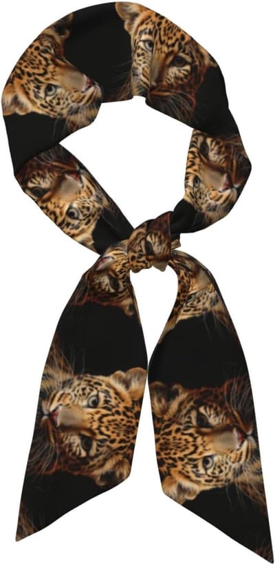 Dames Sjaal - Hoofdband Handtas Accessoire - Outfit Decoratie - Leopard Print - One Size - Zwart