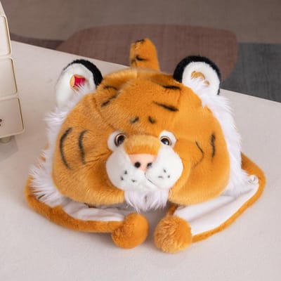 Tijger Hoed Zacht Gevuld Pluche Speelgoed Hoofddeksels Winter Warme Hoeden Ideaal Voor Cadeaus Knuffels Dier Pop Schattige Tijger Jungle Thema Po Rekwisieten