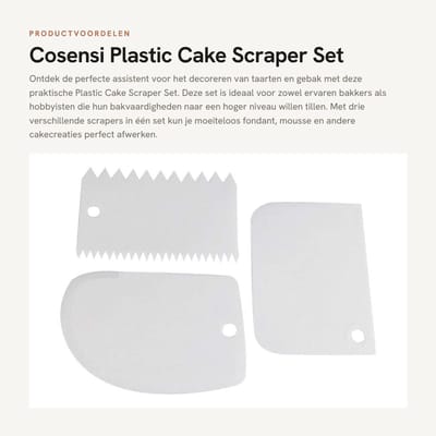 Dailygoods- Cake Schraper Set - 3 Stuks - Hoogwaardig Materiaal - Deegspatel - Keukenschraper - Fondant Decoreren - Herbruikbaar, Antistick - Deegschraper