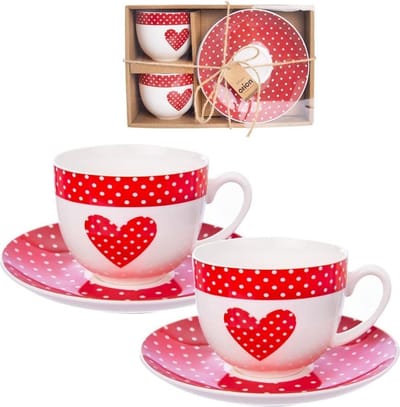 Kop en Schotel Porselein Hart TECKA 280 ml 2 stuks - Koffiekopjes - Theekopje - Kopjes - Theemokken - Mokken