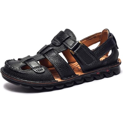 Zomer Sandalen Heren Strand Outdoor Heren Sandalen met Gesloten Teen Heren Sandalen met Gesloten Teen van Rundleer 38 zwart