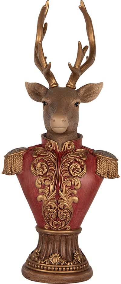 Clayre & Eef Decoratie Beeld Hert 16x14x36 cm Bruin Kunststof