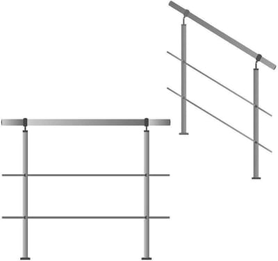 Roestvrijstalen Trapleuning - RVS Balustrade Reling - Veiligheid Buiten - Geslepen Korrel 240 - Tot 1.5m - Roestvrij Staal