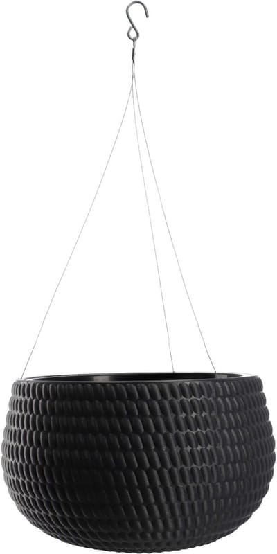 KADAX Hangpot, bloemenhanger met ketting en haak, hangplantenpot voor rankbloemen, plantenbak met inzetstuk, plantenbescherming voor binnen en buiten (diameter 32 cm, zwart)