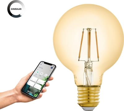 EGLO connect.z Smart LED Lamp - E27 - Ø 8 cm - G80 - 2200K - Dimbaar - Zigbee